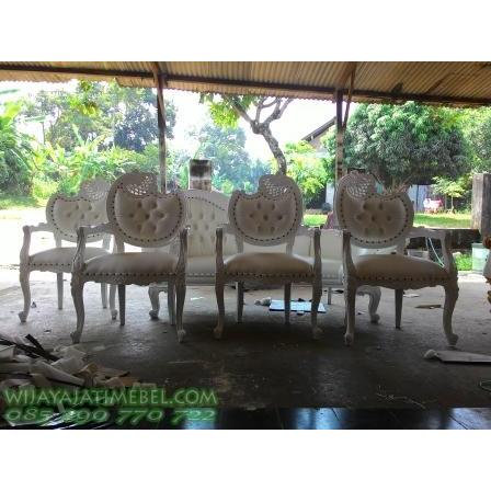 Set Kursi Pelaminan Model Kipas Ukir Jepara, Sofa Lois Jok Kain Oskar