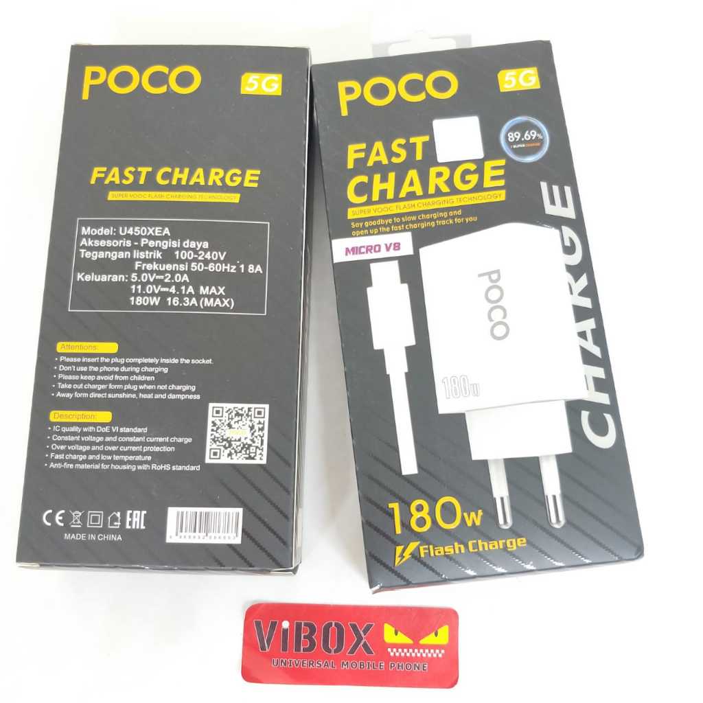 Charger Ori 100% 180w pocophone Poco 5G Support FastCharging qc3.0 kompatible semua hp smartphone BY SMOLL