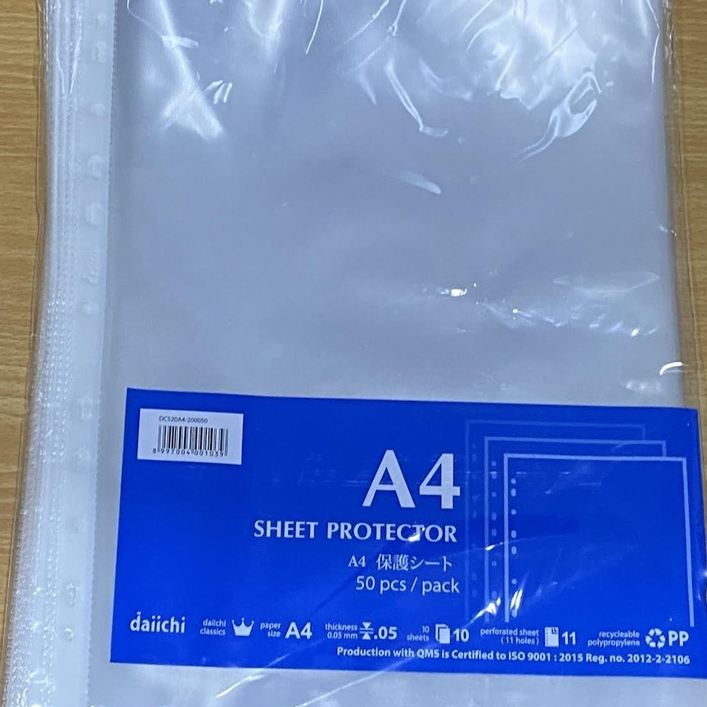 

Daiichi PP Pocket File Sheet Protector Size A4 Isi 50 Lembar