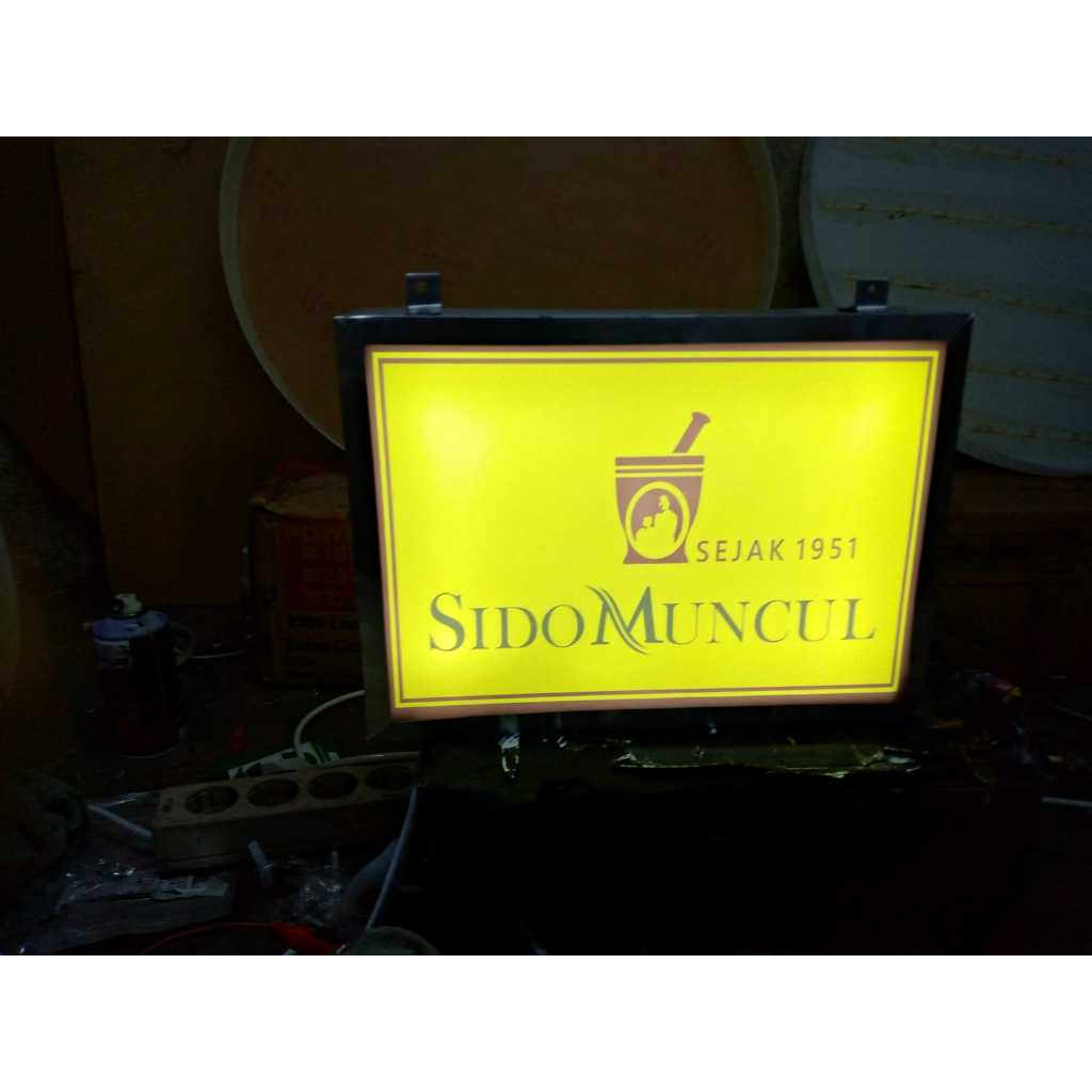 Neon Box Kotak akrilik 2 Sisi SIDOMUNCUL Uk 20x30cm