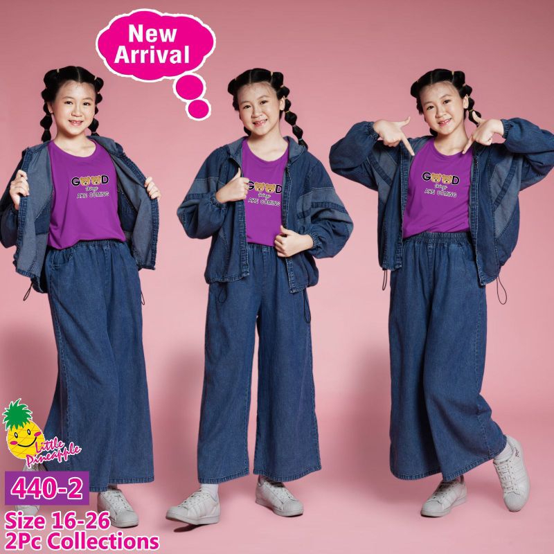 one set jeans + jaket hodie little pineaple