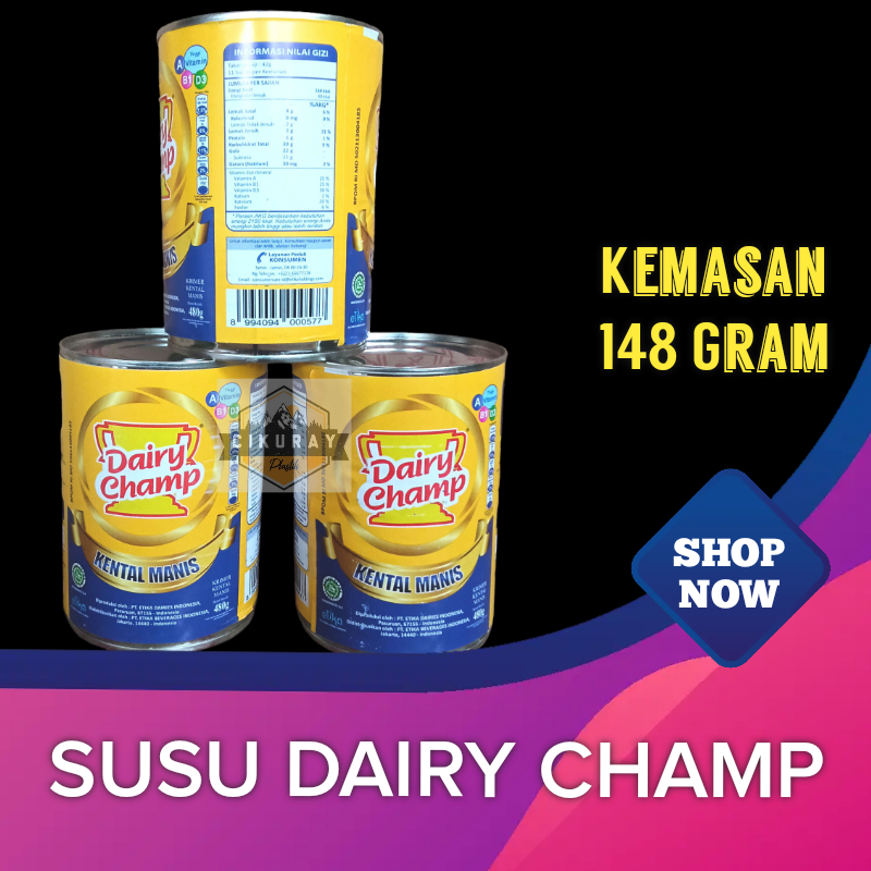 

Susu ketal manis Dairy Champ 480g / Susu kaleng serbaguna