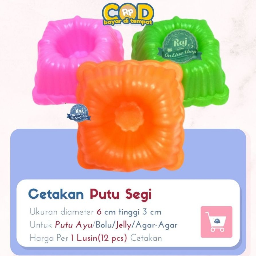 COD Cetakan Putu Ayu Segi empat kotak 1 lusin tulip jelly puding lapis kue bolu jasmine melati bunga