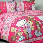Bedcover Set Motif Hello Kity / Seprei Katun Panca Ukuran 160x200 Cm Size Queen / Bedcover Full Set 
