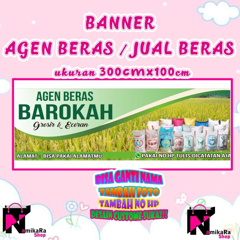 Banner Spanduk Backdrop Toko Beras / Baner Toko Beras Custome / Spanduk Toko Beras Termurah BISA COD