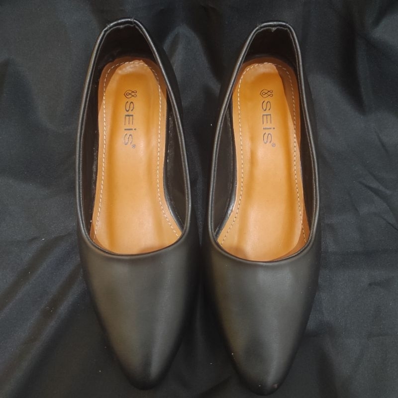 Size No 37 Preloved seis viola sepatu hitam wanita hak 5 cm sepatu pantofel sepatu kerja sepatu pers