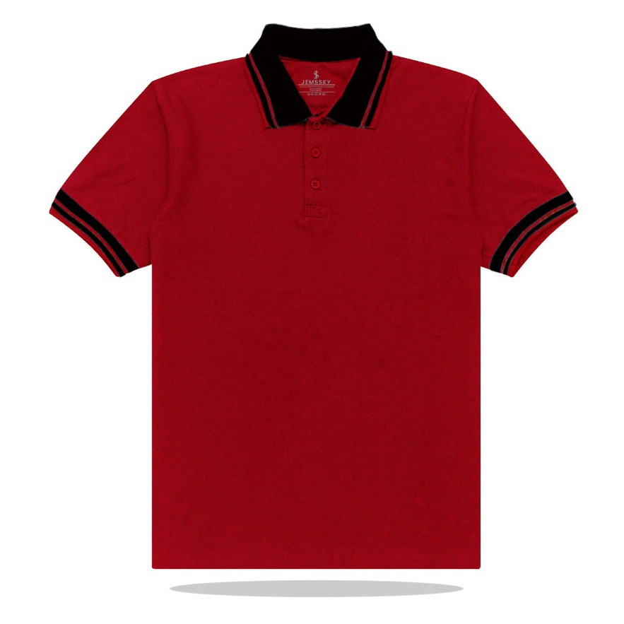 Polo Shirt polos Terkeren T-Shirt Baju Santai Baju Kerja Baju Merah Kerah Hitam
