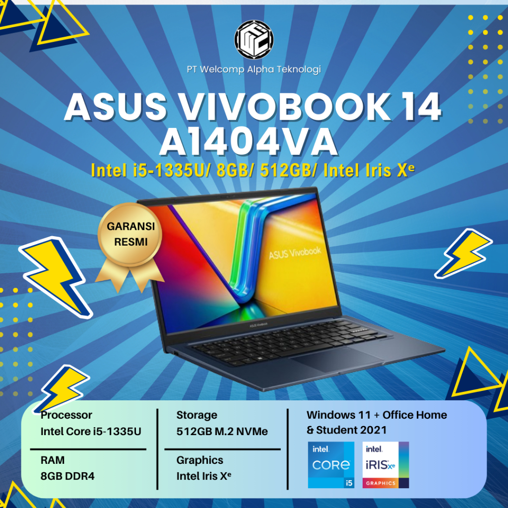 Laptop Asus Vivobook 14 A1404VA i5-1335U/ 16GB/ 512GB/ iRis Xe 14" FHD OHS W11