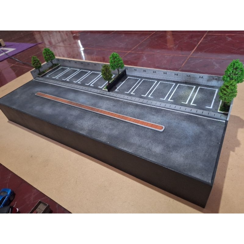 diorama magnorail parkiran diecast hotwheels berjalan 60x25cm