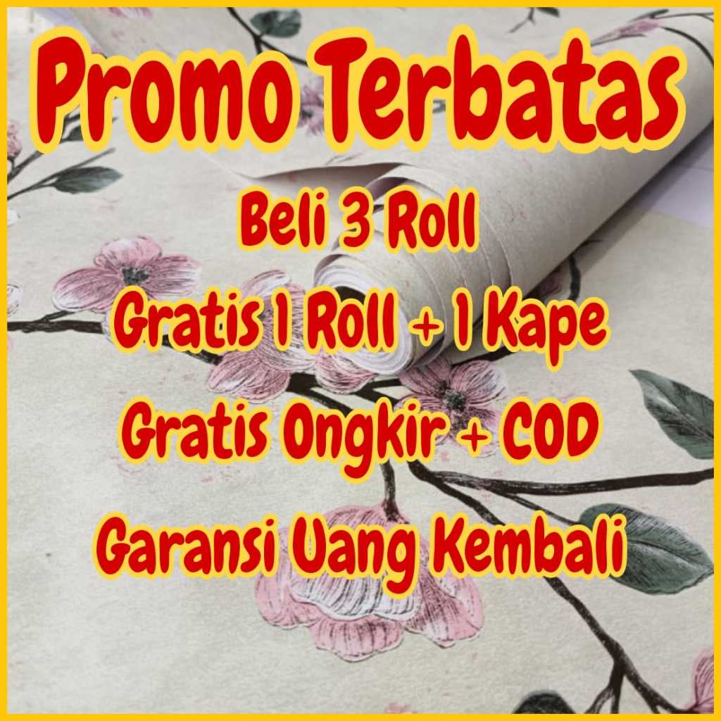 (BELI 3 ROLL GRATIS 1 ROLL + GRATIS 1 KAPE) WALLPAPER DINDING kamar tidur stiker dinding kamar tidur