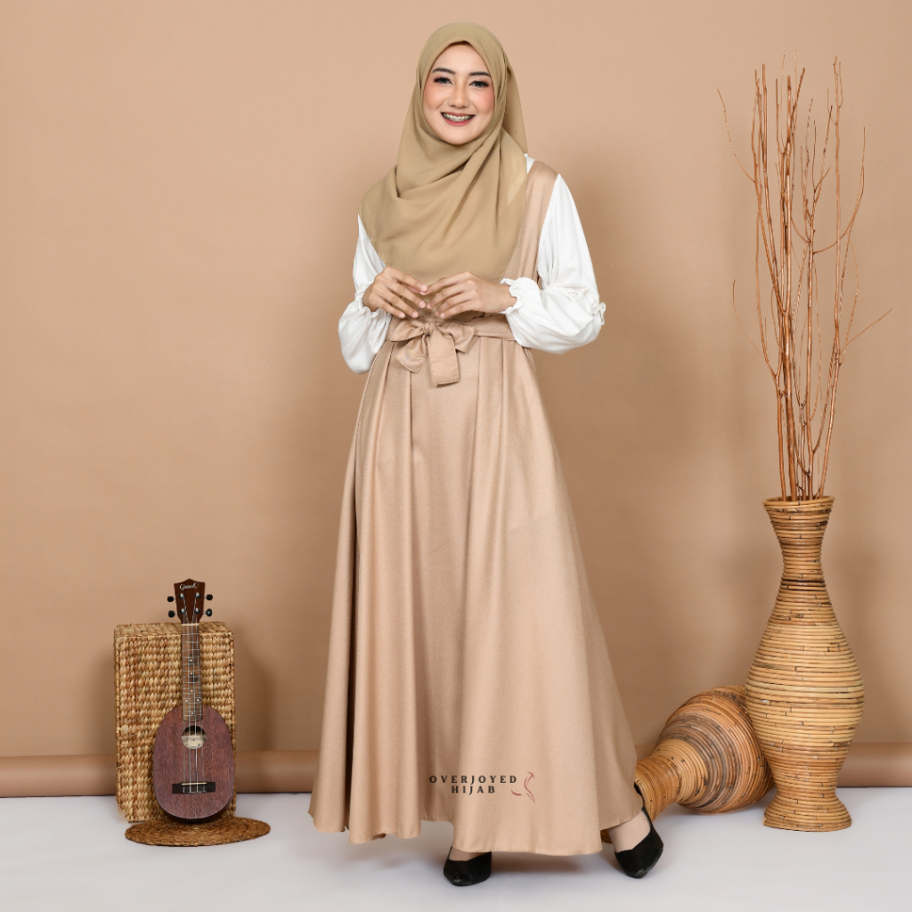Overjoyed Hijab - Haarisa Dress Gamis Overall harian kombinasi Katun Madinah Rayon premium free belt