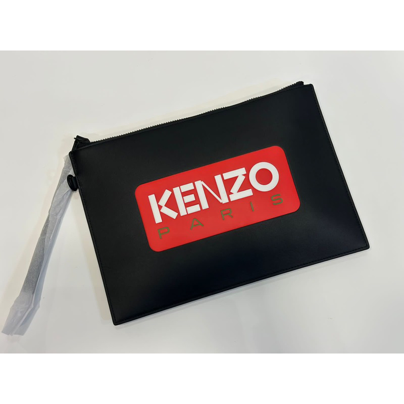 Kenzo Paris Print large clutch bag black red