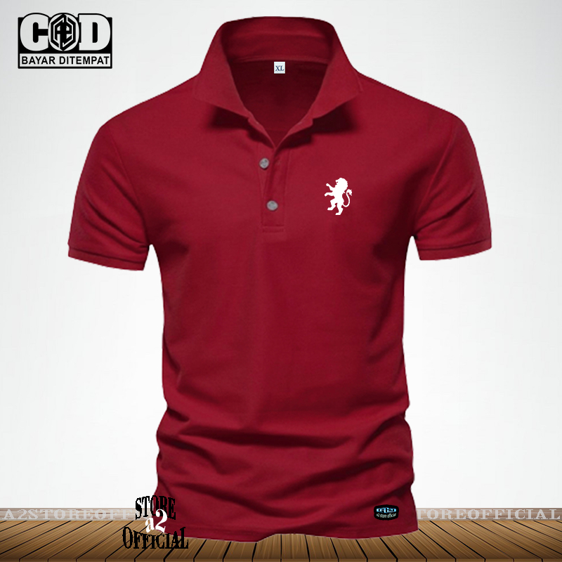 Kaos Polo Kerah Shirt Pria&Wanita !!! Polo Kerah Logo Giordano Lion Texk Putih / Baju Kaos Polo Kera