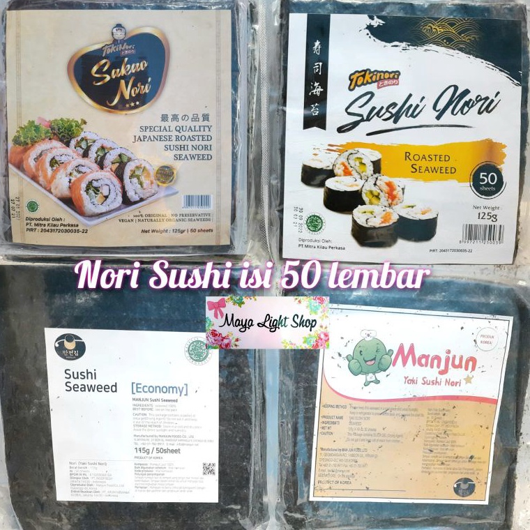 

[Produk SY79] Nori isi 50 lembar tokinori manjun sakao nori halal murah rumput laut sushi bahan bento kimbap murah chbtj