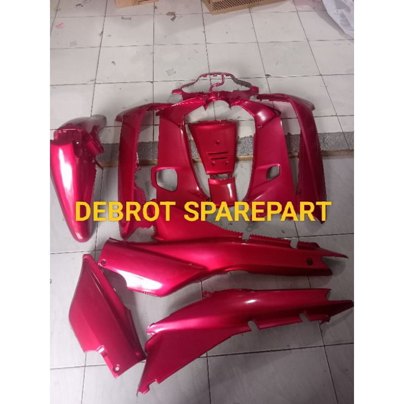 Cover body full body halus Honda Supra fit / Supra X lama custem warna merah candy