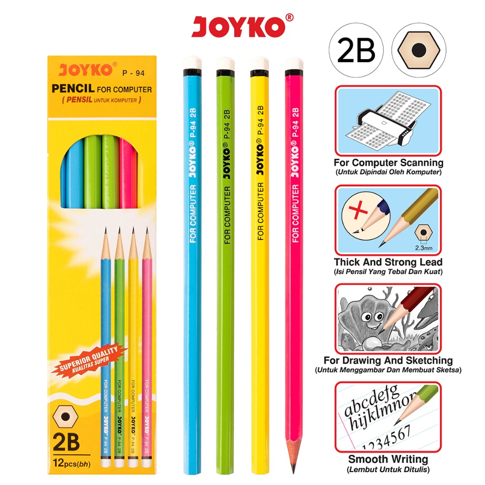 

[☄T10(] Pencil Pensil Joyko P-94 2B 1 BOX 12 PCS [190]