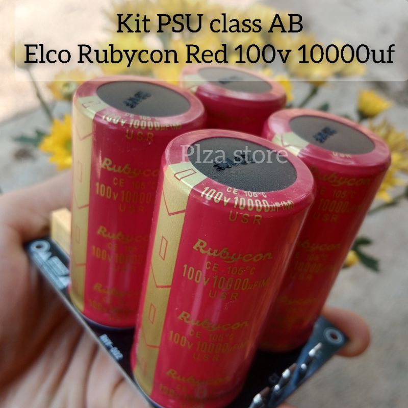kit Psu 4 elco 100v 10000uf Rubycon red original PSU class AB isi 4 elko 10000uf 100v plus skun