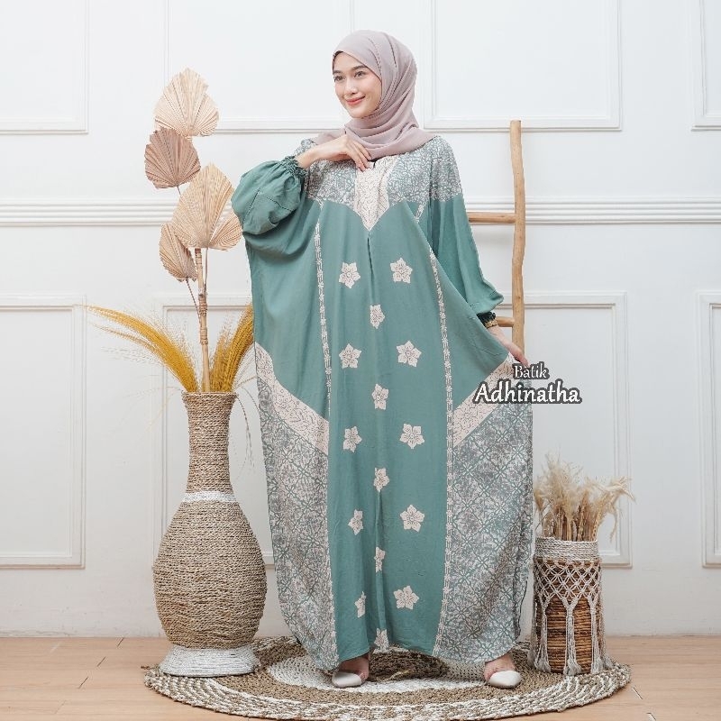 NEW BATIK ADHINATHA - GAMIS MOTIF BATIK MEWAH - BAJU MUSLIMAH BUSUI - BAHAN RAYON PREMIUM TEBAL & TI