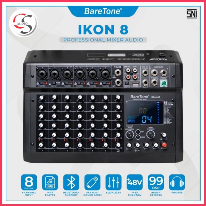 Mixer Audio Baretone IKON 8 Professional Mixer 8 channel