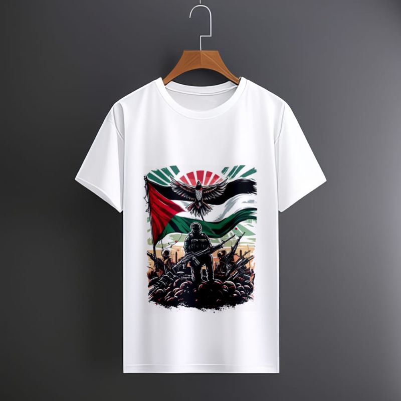 Kaos Palestina ARMY EAGLE | Aksi Bela Palestina | Putih - Terbaru