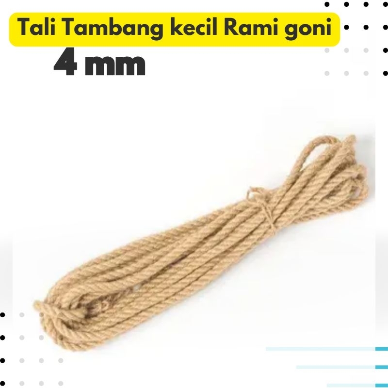 

Tali Tambang kecil Rami Goni 4mm Permeter Tali Tampar Tali Manila Tali Goni Tali Dadung Coklat Tali Kapal Kecil