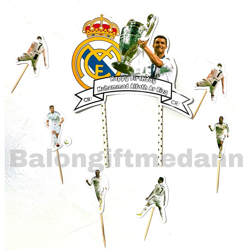 TOPPER CAKE CUSTOM NAMA CHRISTIANO RONALDO REAL MADRID