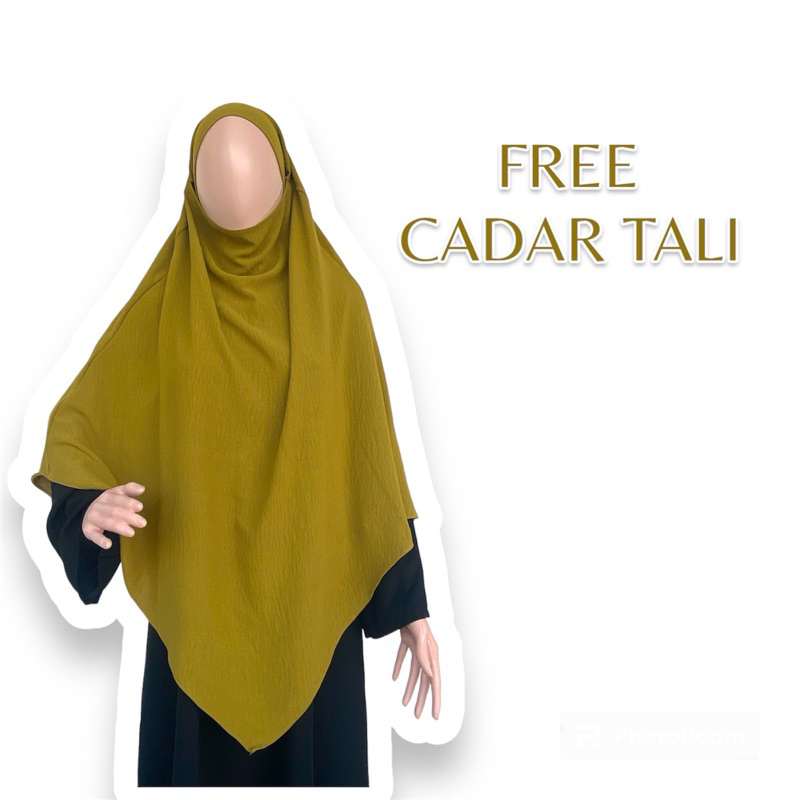 Hijabelline.co - Aisyah FK French Khimar airflow crinkle FREE Cadar tali