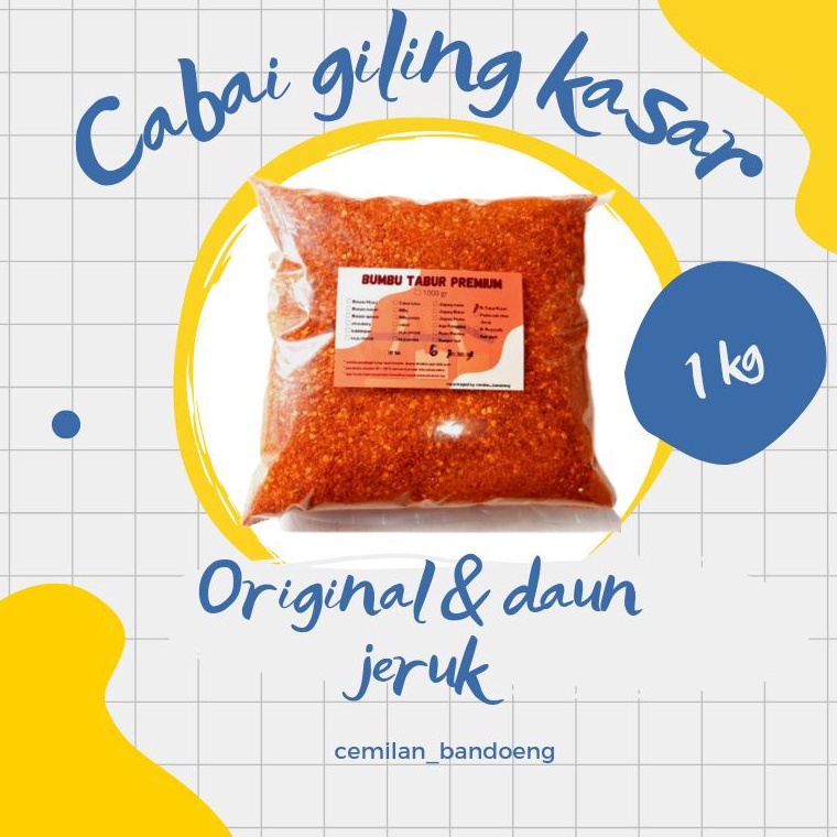 

Bubuk Cabai Kasar hot jeletot Original dan aroma daun jeruk 1 kg Ready