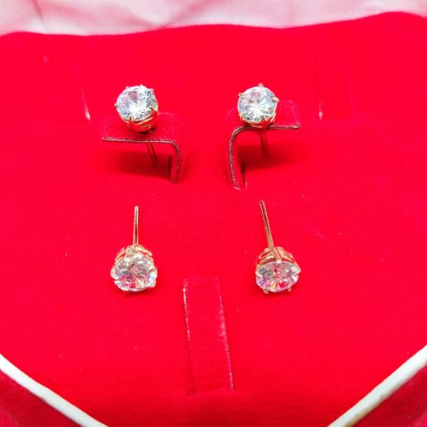 SVSZ0061 (D2289) Giwang desy tusuk dewasa mata berlian putih perak asli 925/silver lapisan emas kuni