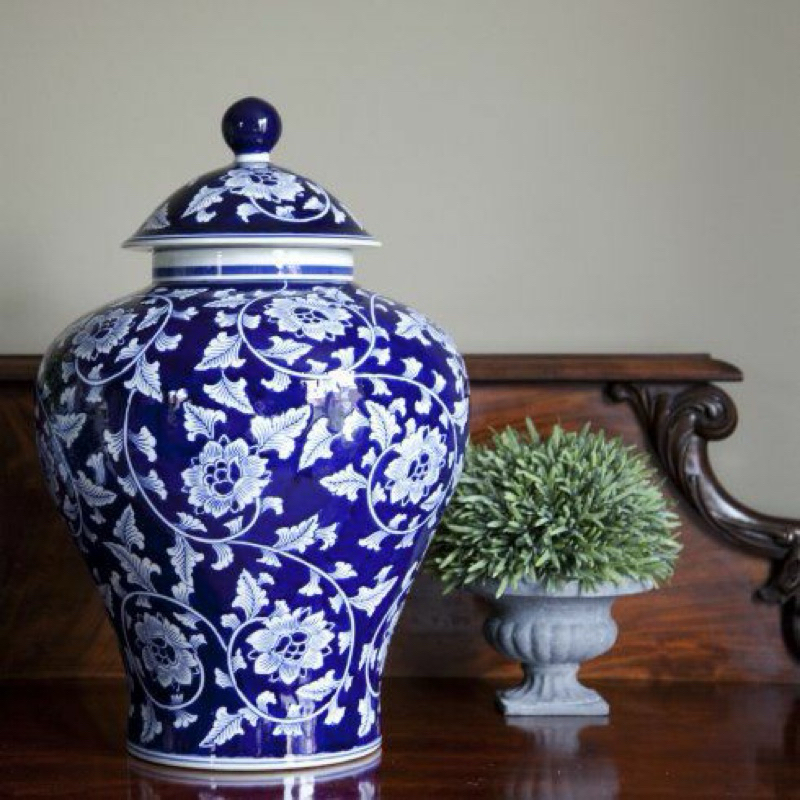 guci keramik batik jumbo dark blue