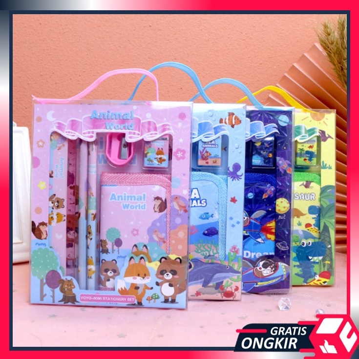 

6K7WK Gratis Ongkir - S5926 Stationery Set / Alat Tulis Set 6 in 1 Hadiah Souvenir / Paket Alat Tulis + Dompet Anak / Alat Tulis Set Karakter Ready Stock