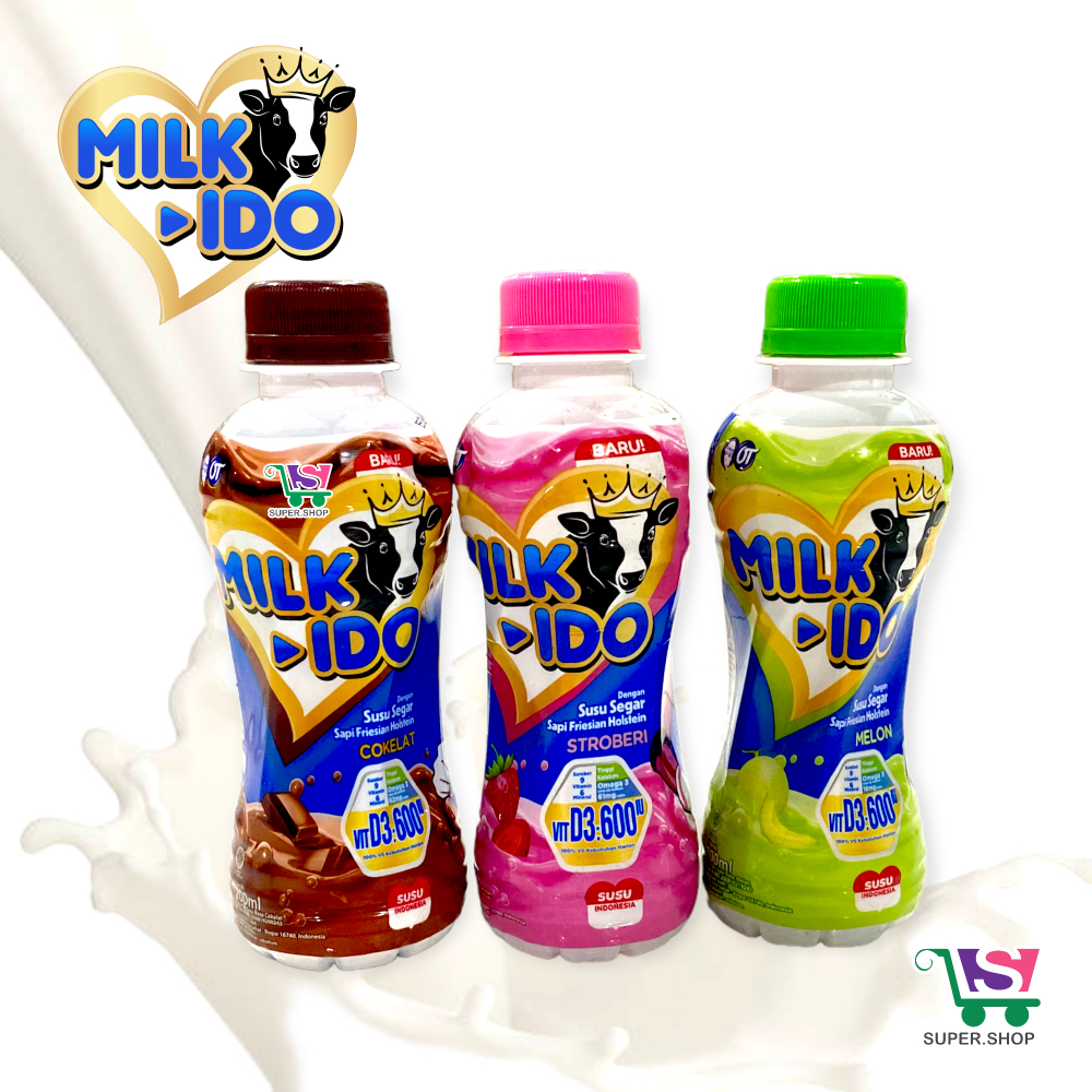 

Milkido / Milk Ido Minuman Susu Melon / Cokelat / Stroberi Botol 200 ML