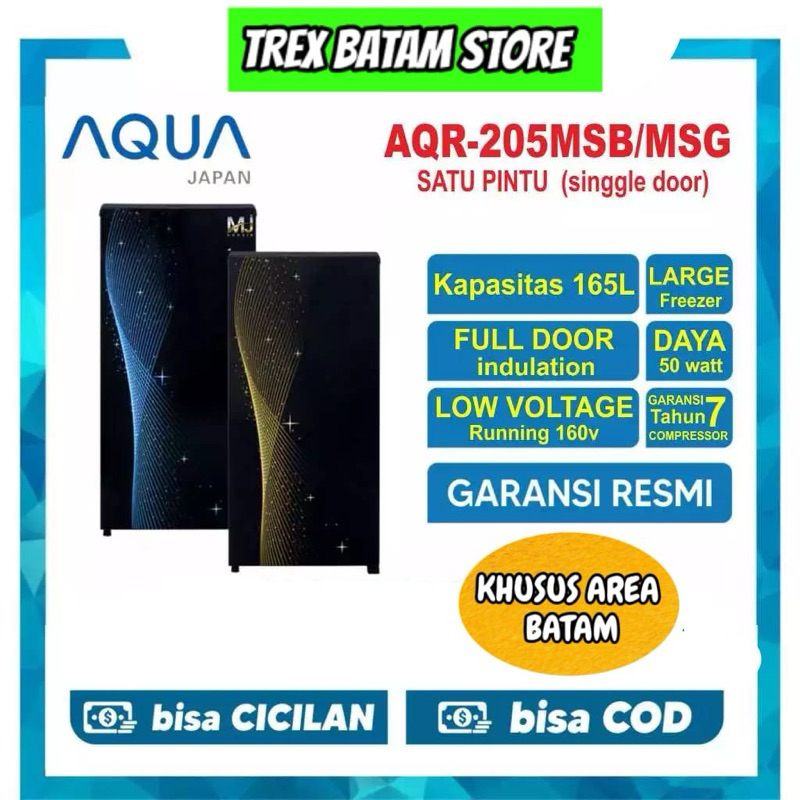 LEMARI ES KULKAS 1 PINTU AQUA AQR 205 MOTIF 165 L GARANSI RESMI [ BATAM ]