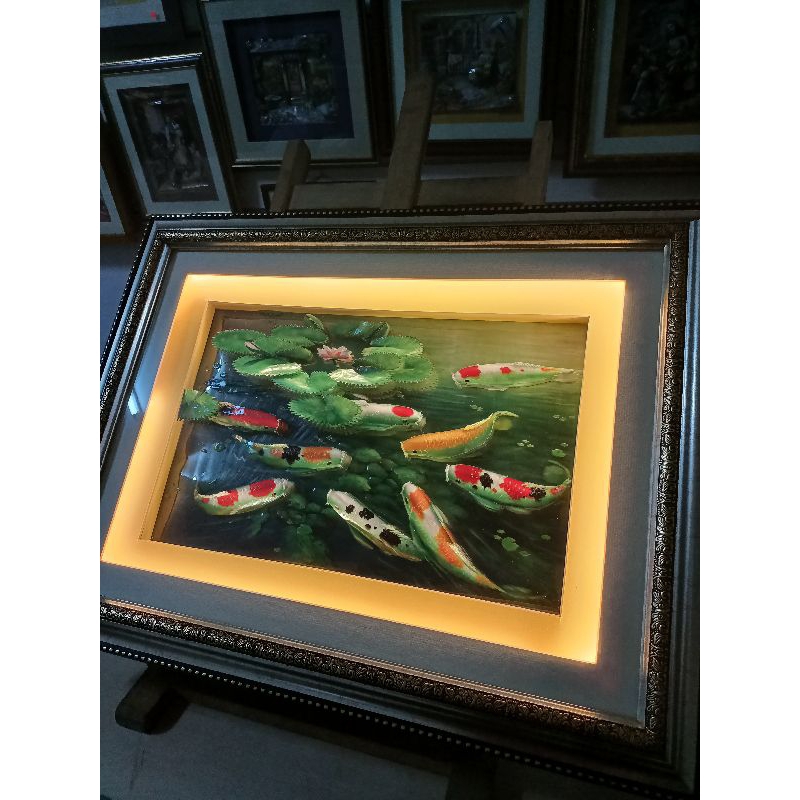 Frame 3D Papertole Koi Fish / kerajinan tangan seni papertole FRAME DAPAT MENYALA