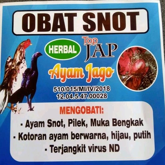 OBAT SNOT AYAM TOP JAP SACHET OBAT AYAM SAKIT PILEK MUKA BENGKAK SNOT