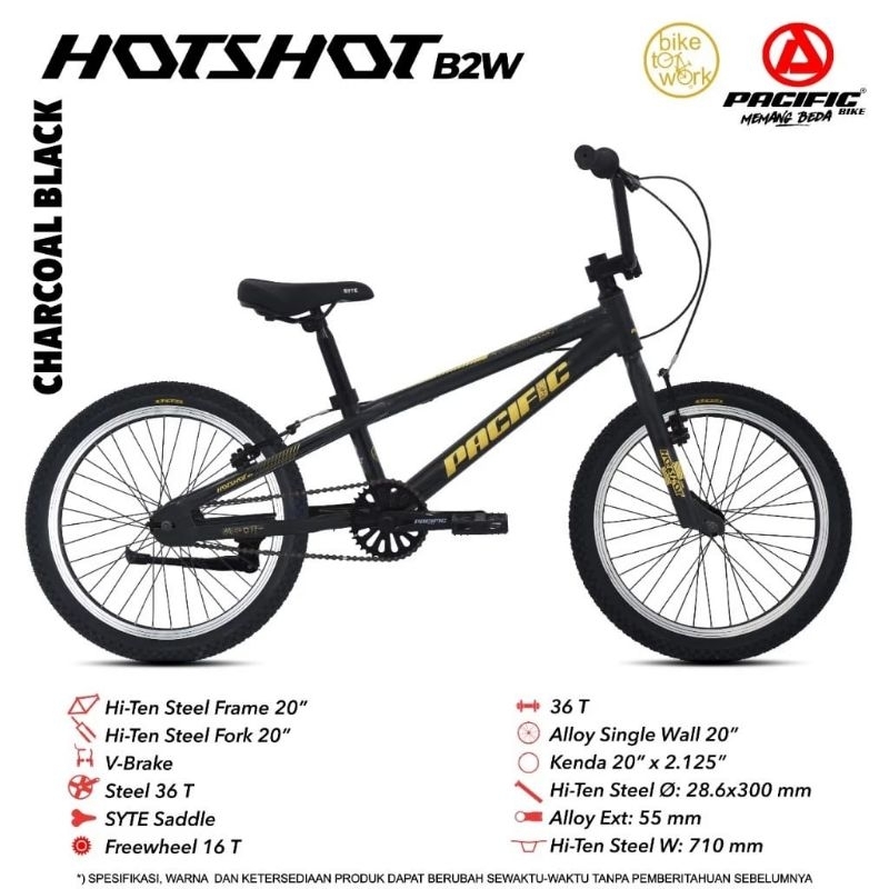 Sepeda Anak Pacific Bmx 20 HOTSHOT B2W Ban 2.125 Murah / Sepeda Anak HOTSHOT B2W Ban 21.25 BMX 20 Pa