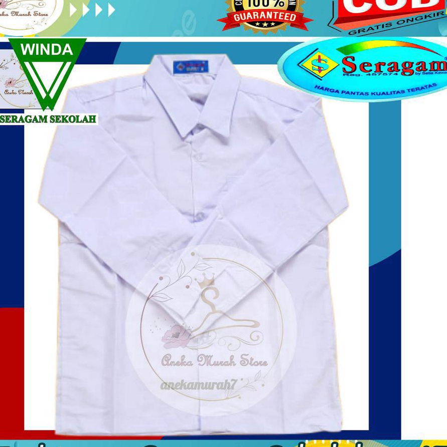 PMRP6751 (C6369] Seragam Sekolah Baju Putih Lengan Panjang Ukuran 7 sampai 20 Merek Seragam Dan Wind