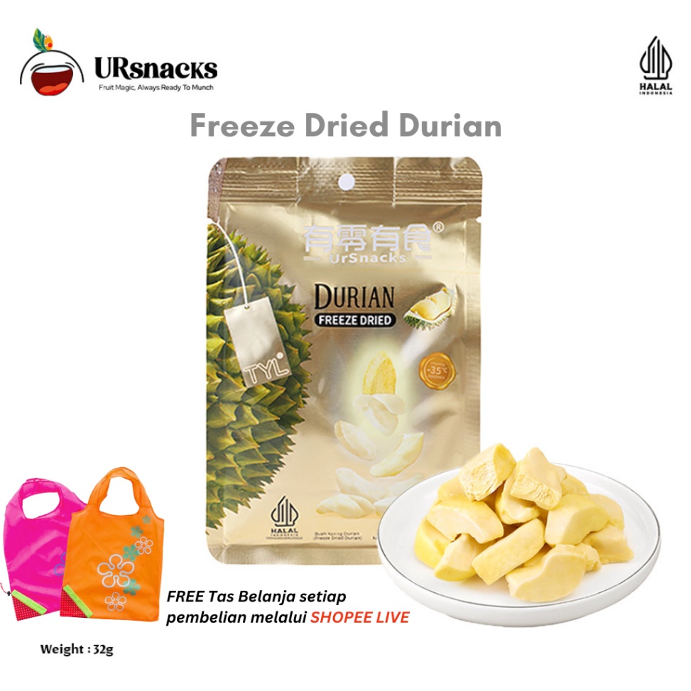 

Sale← URSNACKS Freeze Dried Durian - Snack Import Keripik Durian Kering HALAL VAKUM CEMILAN DIET tilzd