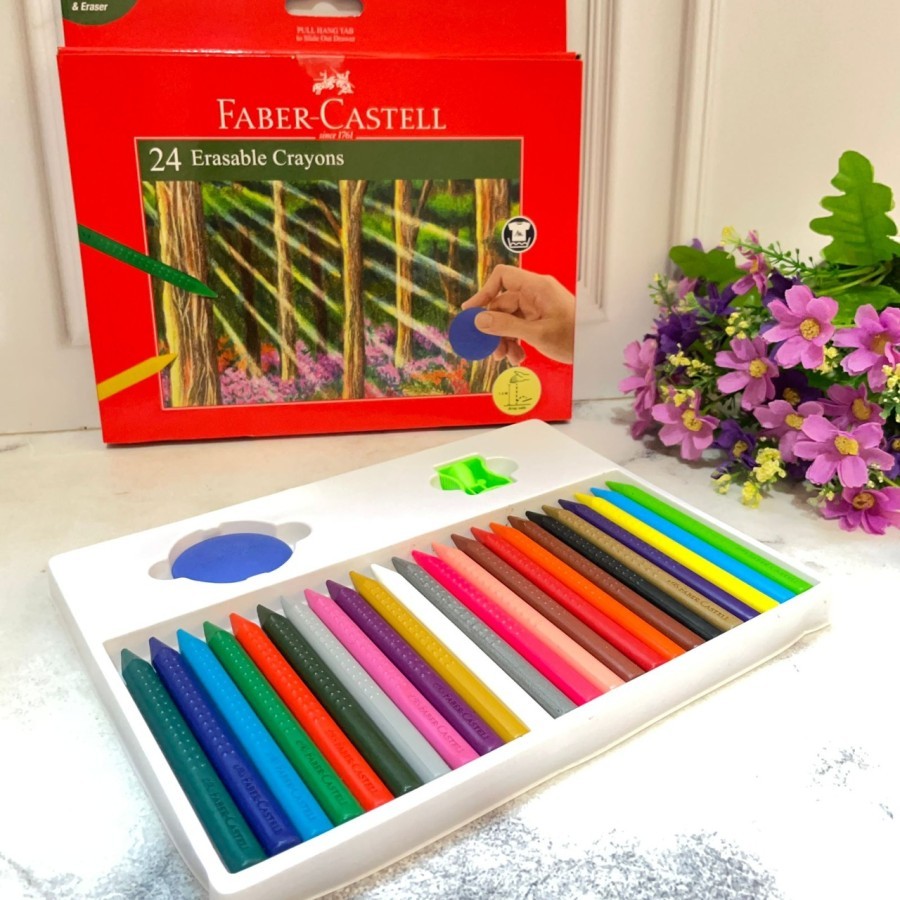

ERASABLE CRAYON FABER CASTELL 24 PCS DAPAT SERUTAN DAN PENGHAPUS NYA KRAYON BISA DIHAPUS BEST QUALITY STATIONARY SEKOLAH DAN KANTOR BISA COD