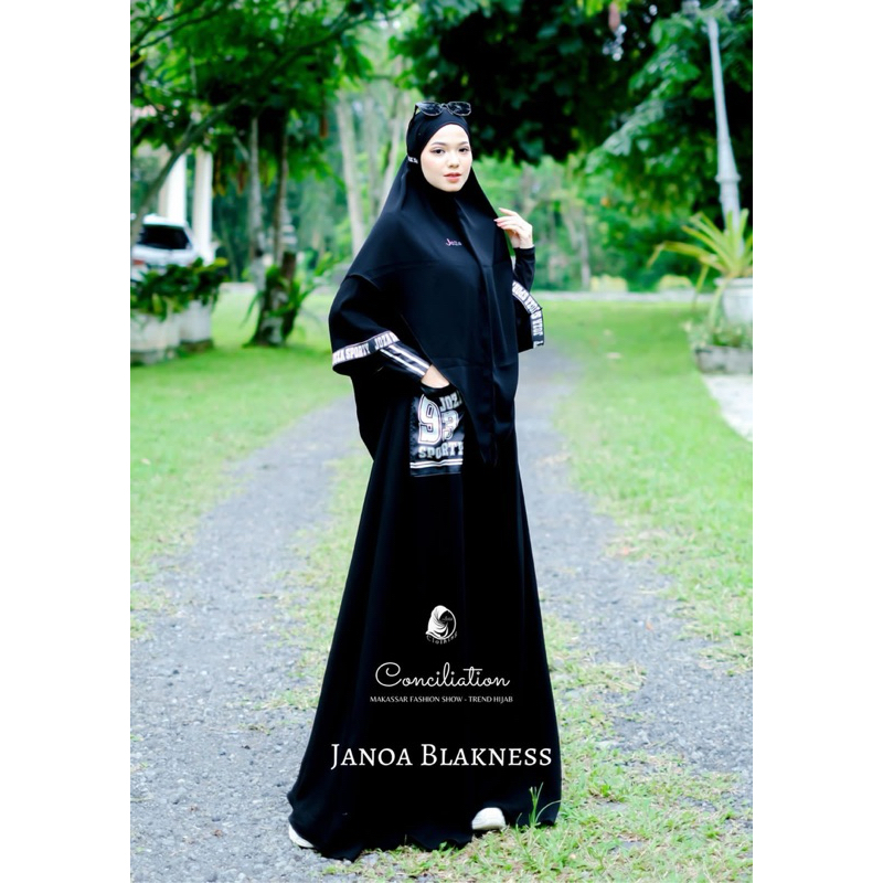 JANOA BLACKNESS BY JOZA ARINA CLOTHING GAMIS DRESS BUSUI BERGO SYARI HITAM HAJI UMROH