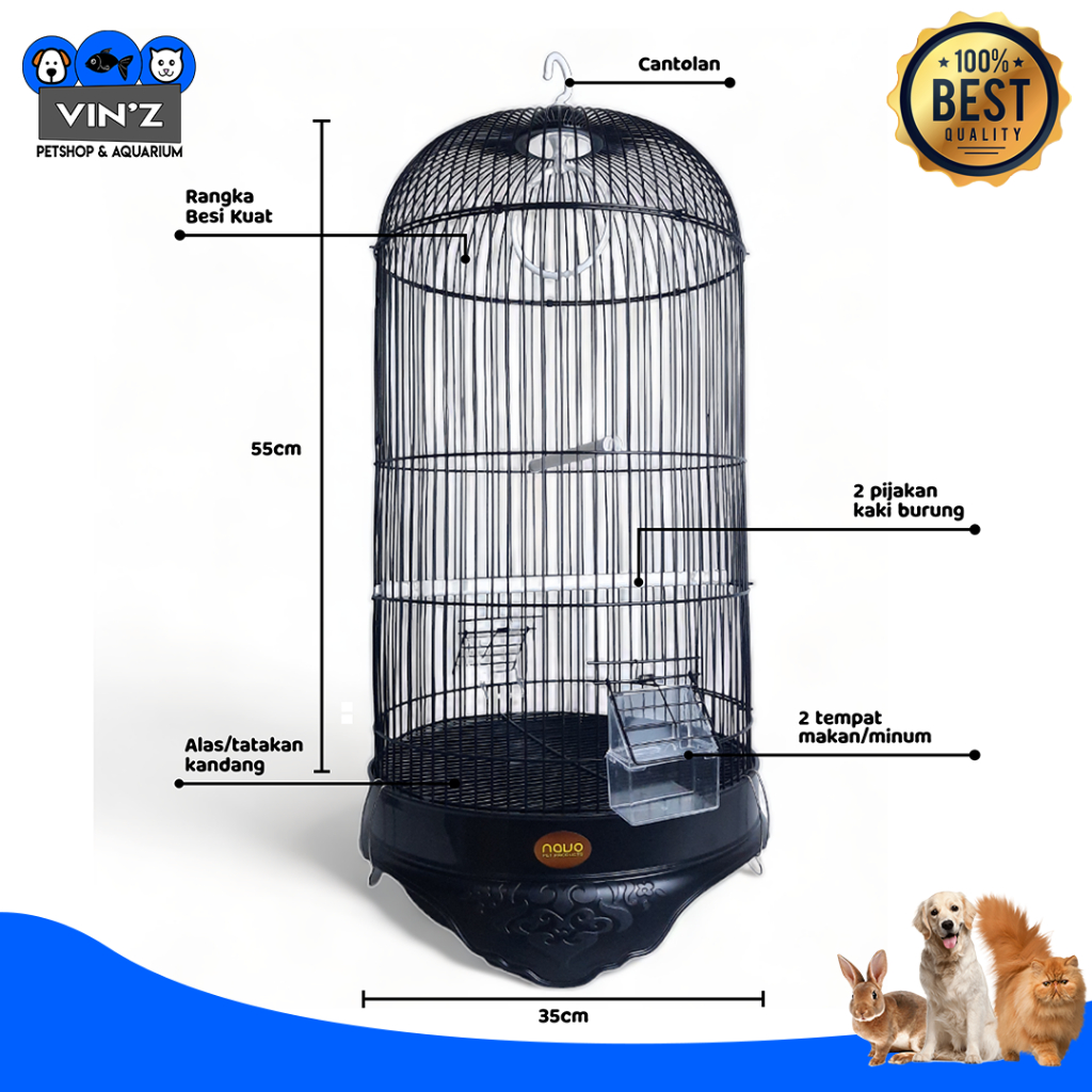 SANGKAR BURUNG LOVEBIRD CANARY KAKI MERK NAVO BESAR (BAWAH BISA DILAP)