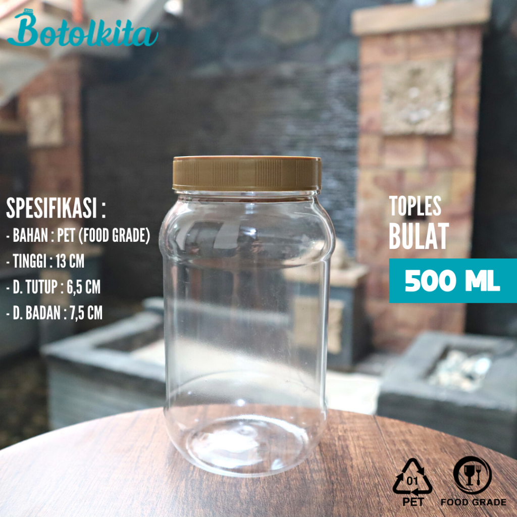 Toples Plastik Bulat 500ml / Toples Bawang Goreng 500ml / Toples Murah 500ml