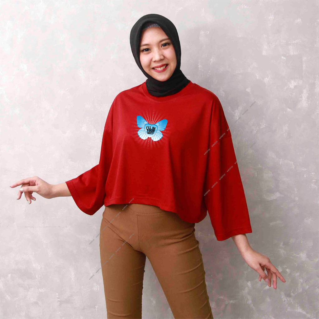 KAOS wanita KUPU KUPU 2 CROP  combed30s terbaru