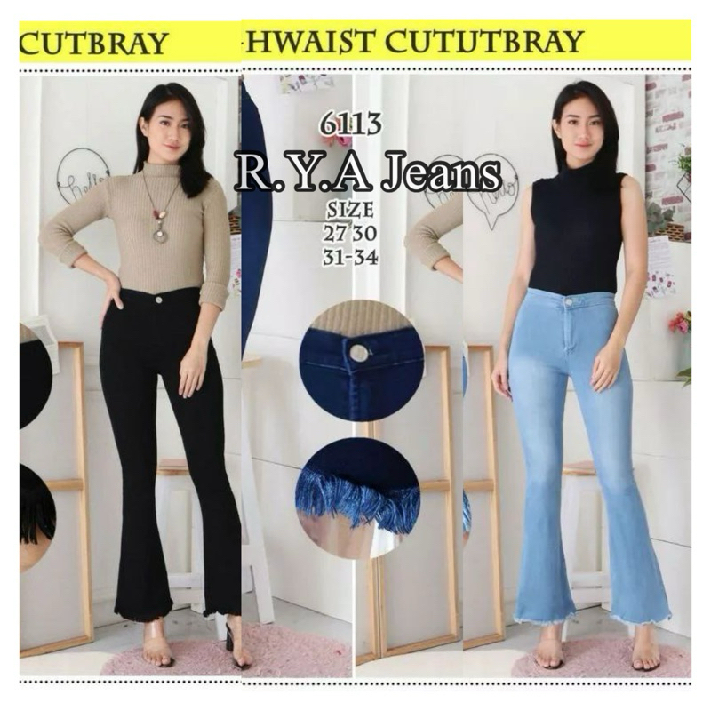 CELANA JEANS RAWIS CUTBRAY HIGH WAIST// JEANS CUTBRAY RAWIS WANITA || CELANA JEANS WANITA RAWIS HW