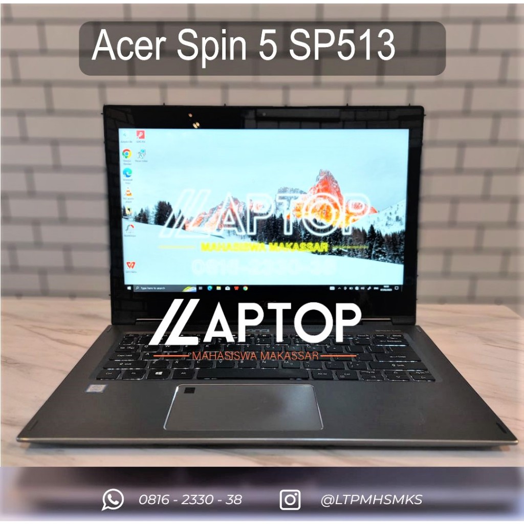 Laptop Laptop Acer Spin 5 SP513 Core i7 RAM 8 SSD 128 GB Layar Sentuh FullHD Super Slim Performa Cepat Aktifitas tanpa hambatan