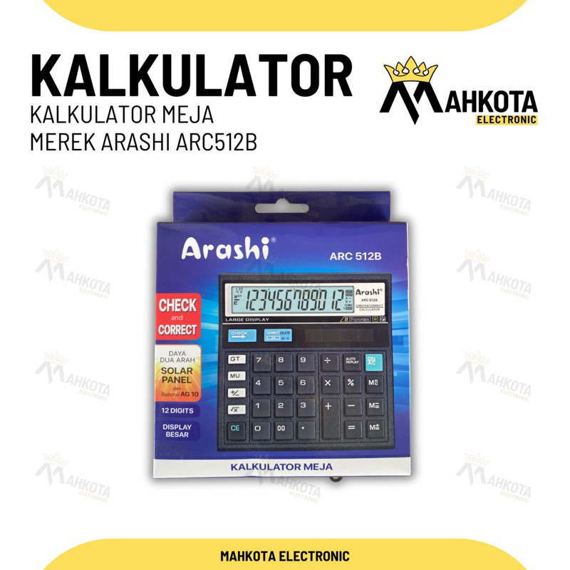 

KALKULATOR CALCULATOR MEJA 12 DIGIT ARASHI ARC 512B