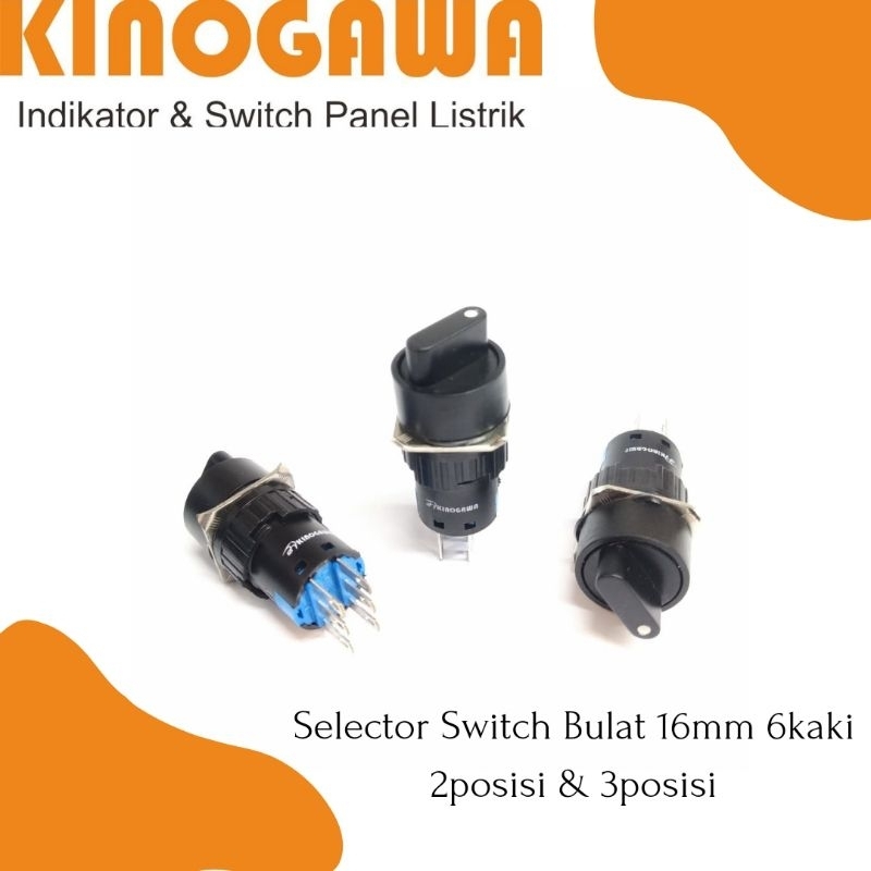 KINOGAWA Selector Switch Bulat 16mm Saklar Putar Selector Ohm Saklar Panel Mesin Otomatis