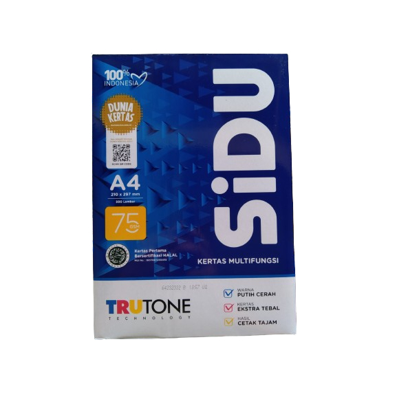 

Kertas HVS A4 Merek Sidu 75 GSM - 1 Rim (Isi 500 Lembar) | 210 x 291 mm, Kertas Multifungsi Berkualitas Tinggi