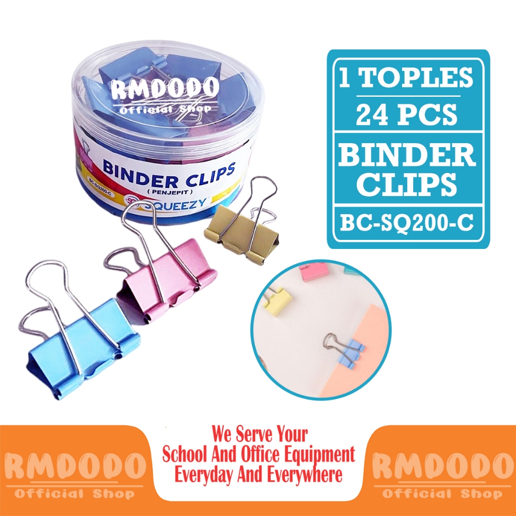 

Rmdodo - Binder Klip Warna No.200 [1 Toples - 24 Pcs Klip] / Binder Clip / Klip Penjepit Kertas BC-SQ200-C