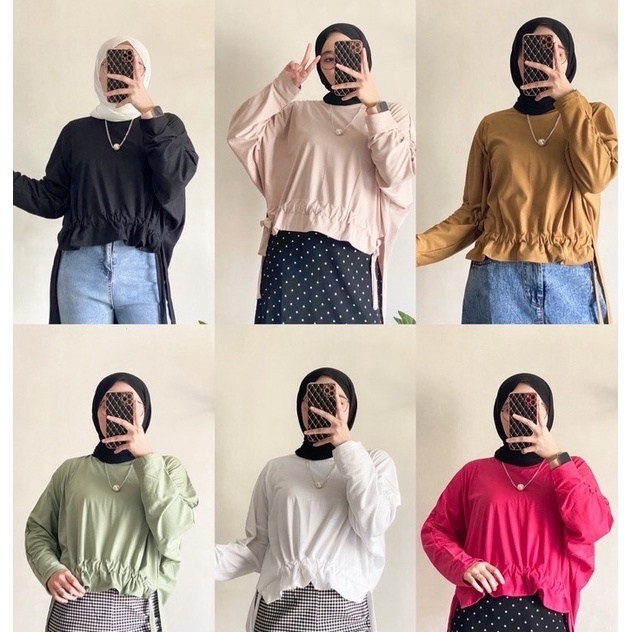 KAYSOM - DFC OOTD WANITA NINA / SORELA TOP SERUT / Pakaian Casual Wanita Kerja / Blouse Polos Formal